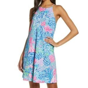 LILLY PULITZER Sz M Margot Swing Dress Sink or Swim Pink Blue Multi Colorful Sum